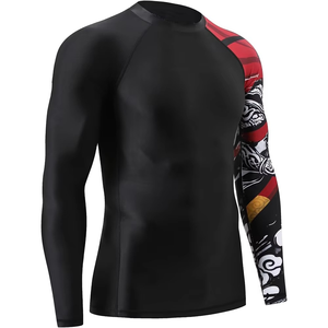 เสื้อรัดรูปออกกำลังกายผู้ชาย แห้งเร็ว สำหรับกีฬา MMA แฟชั่นเสื้อผ้าออกกำลังกาย ผ้าเรียบ - Product Image 2