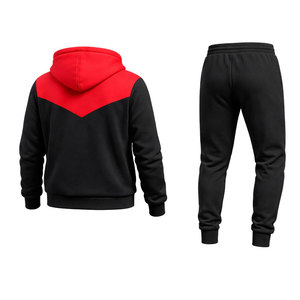Conjunto Deportivo Personalizado para Hombre, Sudadera con Capucha en Contraste Rojo y Negro, Pantalones Jogger, Ropa Deportiva, Traje de Entrenamiento, Conjunto para Correr - Product Image 4