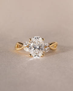 IGI Lab Grown Vintage 14K oro amarillo Unisex boda/anillo de compromiso diamante ovalado perfecto aniversario fiesta regalo chapado en oro - Product Image 3