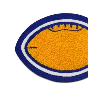 Round Lightweight Embroidered Football <b>Patch</b> with Chenille Stitching in Yellow Blue Nonwoven Felt <b>Sew</b>-<b>On</b> Applique for Bags - Product Image 3