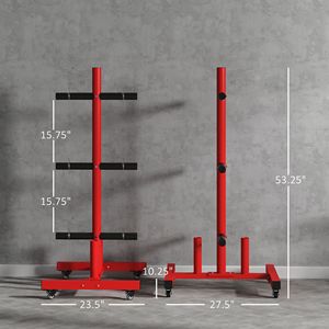 Soporte para Discos de Pesas Olímpicos de 2 Pulgadas con 4 Ruedas de Transporte y 6 Abrazaderas de Fijación 44-for para Bancos y Soportes - Product Image 2