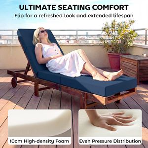 Cuscini Blu Navy 26 X 80 per Sdraio da Esterno con Lacci, 4 Cuscini Spessi per Chaise Longue da Patio - Product Image 4