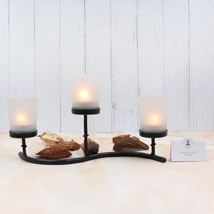 Support de bougie chauffe-plat en verre dépoli et fer blanc, fait main, durable, centre de table, décoration intérieure, lot de décoration pour fête d'anniversaire - Product Image 1