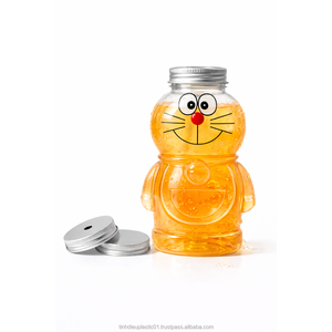 400ml PET <b>Plastic</b> Bear Shaped <b>Bottle</b> Food-Grade <b>with</b> Aluminum Lid and <b>Straw</b> Hole <b>Plastic</b> <b>Bottles</b> - Product Image 3