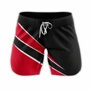 TESSUTO Short de bain pour homme à rayures diagonales noires et rouges avec cordon de serrage, maillot de bain color block pour l'entraînement et le surf - Product Image 1