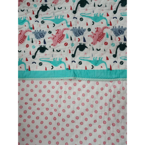 Premium Jaipur Hand Block Printed Baby Quilt <b>set</b> Dinosaur Print Eco-Friendly Soft 100% Cotton Reversible 200TC Travel & Nursery - Product Image 1