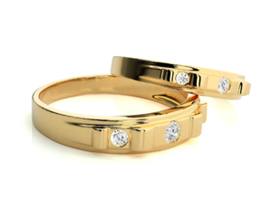 925 Sterling Silver Gold Plated Geometric <b>Couple</b> <b>Rings</b> - Product Image 3