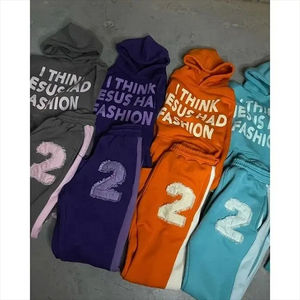 Nueva Llegada, Chándales de Invierno de Alta Calidad para Hombre, con Capucha, Diseño Sólido con Pedrería, Parches Desgastados y Bordados - Product Image 6