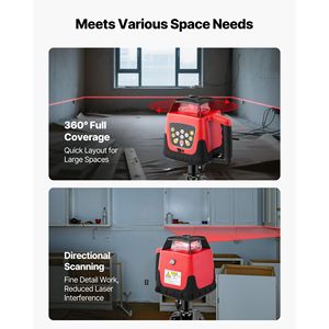 Kit Livella Laser Rotante 1650Ft 360 Gradi Autolivellante Rosso Orizzontale con Treppiede, Ricevitore, Telecomando e Scala - Product Image 6