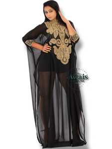 Vestido Maxi de Gasa para Mujer, Elegante, con Cuello Alto, Manga Larga, Lentejuelas Bordadas, Apliques, Transpirable, Estilo Musulmán Modesto - Product Image 3