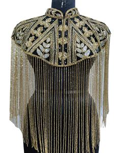 Blouse élégante et respirante, brodée à la main et perlée, ornée de paillettes scintillantes, style vintage, pour fêtes estivales, grande taille, respectueuse de l'environnement - Product Image 1