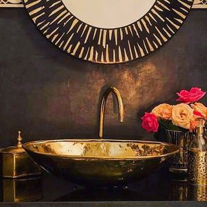 Signature Brass Wash <b>Basin</b> Handmade Premium Bathroom Vessel Sink Decorative <b>Round</b> Countertop Bowl Luxury Interior Design Product - Product Image 3