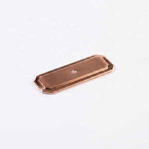 Poignée de meuble classique en laiton, plaque arrière rectangulaire, finition or rose durable, pour tiroir et cuisine - Product Image 1