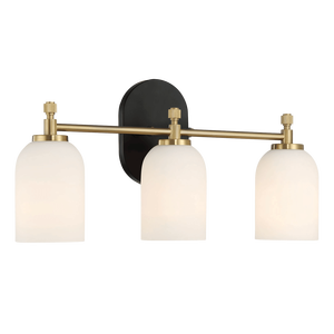 20.5 da parete da bagno a tre luci in oro spazzolato \ "W X 10.125 \" H X 5.5 \ "E specchio da bagno in vetro smerigliato bianco - Product Image 3