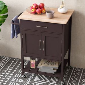 Carrello da Cucina Moderno con Ruote, Cassetto, Portasciugamani e Piano in Vetro - Product Image 2