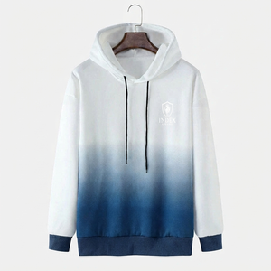 เสื้อฮู้ดดี้ผู้ชายผ้าฝ้ายเฟรนช์เทอร์รี่สีพื้นแบบสวมใส่สบายทรงปกติสำหรับฤดูใบไม้ร่วง สีดำ สีเทา - Product Image 1