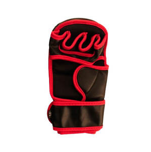 ถุงมือชกมวยสีดำแดงสำหรับมืออาชีพ หนังแท้ ระบายอากาศได้ดี แบบติดตีนตุ๊กแก ครึ่งนิ้ว สำหรับ MMA คิกบ็อกซิ่ง แบบสั่งทำพิเศษ - Product Image 4