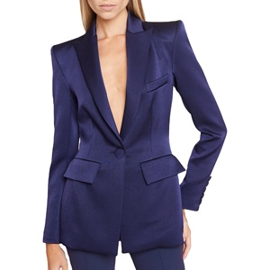 Blazer de bureau personnalisé pour femme, en velours, à un bouton, manches longues, respirant, nouveau design tissé - Product Image 3