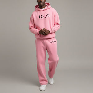 Ensemble de survêtement streetwear personnalisé OEM 450 GSM pour homme, couleur unie, coupe ample, 2 pièces : sweat à capuche et pantalon de jogging large - Product Image 3