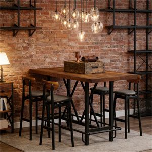 Tavolo da Pranzo Rettangolare ad Altezza Bancone Senza Poggiapiedi - Product Image 3