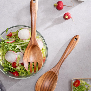 Ensemble d'ustensiles de cuisine écologiques en bois d'acacia pour servir et cuisiner - Lot de 2 par blossom craft india - Product Image 1