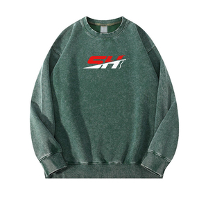 Sweat-shirts pour hommes en gros, délavés à l'acide, unis, vierges, style streetwear, à épaules tombantes, en tissu épais, col rond - Product Image 6