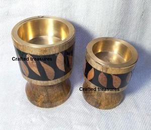 Ensemble brûleur à bakhoor en matériaux écologiques avec design rayé en bois et résine, insert en laiton, décoration d'intérieur, brûleur d'encens au meilleur prix - Product Image 3