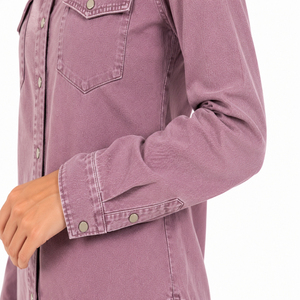 Camisa Casual de Mezclilla Ligera para Mujer, Transpirable, de Secado Rápido, Manga Larga, Corte Regular, Personalizable, de Algodón de Alta Calidad - Product Image 5