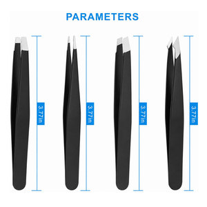 Juego de Pinzas Profesionales para Cejas de Acero Inoxidable con Estuche de Cuero PU, Pinzas de Precisión con Punta Inclinada, Plana y Angulada para Depilación - Product Image 3