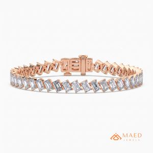 Pulsera de Moissanita con Corte Esmeralda Chapada en Oro Rosa, Cadena Fina, Joyería de Moda para Mujer, Estilo Elegante de Nueva York, Regalo - Product Image 1