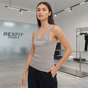 REXFITSPORTS 2026 Camiseta sin Mangas Acanalada para Mujer con Logotipo Personalizado, Ajustada, para Gimnasio, Deportes, Transpirable, de Algodón, Informal - Product Image 5