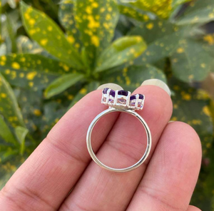 Floral Amethyst <b>Ring</b> Sterling Silver Flower Design February Birthstone Handmade Gemstone Jewellry - Product Image 5