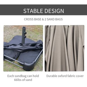 Ombrellone a braccio da 4,5 m per patio, con manovella facile, doppia copertura anti-UV, base rettangolare per cortile - Colore caffè, in poliestere - Product Image 6