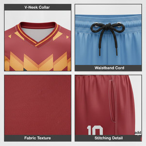 Ensembles d'uniformes de football unisexes imprimés par transfert thermique, respirants et à séchage rapide, options de nom d'équipe personnalisé, options de marque privée, tailles disponibles - Product Image 5