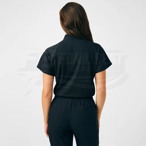 Women Medical <b>Scrubs</b> Jumpsuit Short Sleeve Zip Front Hospital <b>Uniform</b> With Pockets For Medical Staff - Product Image 2