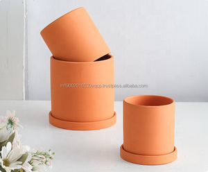 Pots à plantes en terre cuite longs, en forme de cactus et de fleurs, pour la maison, avec plateau, pots respirants et écologiques - Product Image 2