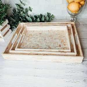 Wholesale Custom MOP Inlay Serving Storage <b>Tray</b> For Tea Coffee <b>Vanity</b> Decor Decorative Ottoman <b>Tray</b> For Dining Coffee Tableware - Product Image 3