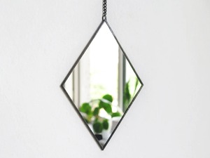 Rhombus Shape Gold Finished Metal Wall Hanging Mirror Perfect For Living Room And Bedroom Stylish Geometric Wall Decor - Product Image 4