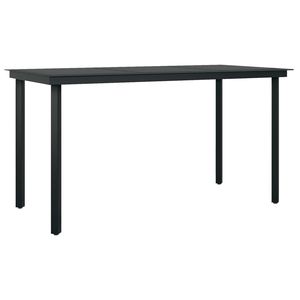 Ensemble de salle à manger de jardin en polyrotin noir, 5 pièces, avec coussins, meubles d'extérieur, style contemporain, cadre en acier, pieds en bois massif - Product Image 5