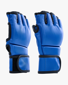 Guantes de MMA de Cuero Azul para Adultos, Guantes de Boxeo de Entrenamiento con Correa de Muñeca Ajustable, Antideslizantes, Equipo de Artes Marciales - Product Image 6