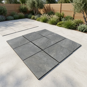 Hammer Stone Nero 20mm Full Body Porcelain Pavers 600x600mm Heavy Duty Outdoor Ceramic <b>Floor</b> Tiles - Product Image 4