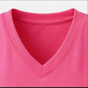Conjunto Deportivo de 2 Piezas para Mujer, Camiseta Rosa de Manga Corta con Cuello en V y Pantalones Cortos por Encima de la Rodilla, Tejido Transpirable Informal - Product Image 4