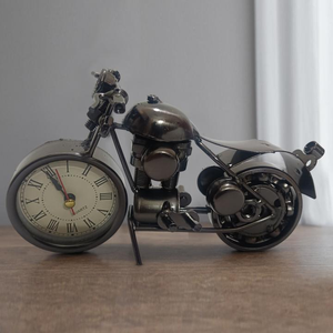 Modern Metal Bike Desk <b>Clock</b>-Unique Home Decor and Functional Quartz Timepiece - Product Image 1