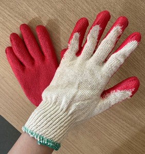 Red Cotton Latex Coated Cut-Resistant Knit Gloves Ambidextrous Pull on Cuff Household Cleaning Protection - Product Image 2
