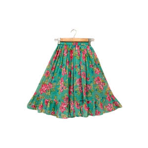 Women's Half-Sleeved <b>Top</b> with Lehenga in Pink & SeaGreen Polyester Girls' Set - Product Image 3