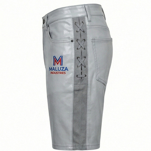 Shorts pour hommes en similicuir de qualité supérieure, style streetwear, cargo, hip-hop, motard, tendance, Maluza Industries - Product Image 4