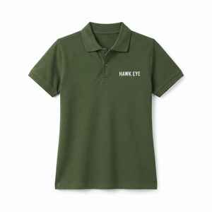 Polo pour femme Hawk Eye, vert, manches courtes, couleur unie, décontracté, respirant, coton piqué, logo brodé sur le devant - Product Image 6