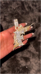 Pendentif Lettre Personnalisé Iced Out en Argent Sterling 925, Sertissage Complet, Moissanite VVS, Style Hip Hop - Product Image 2