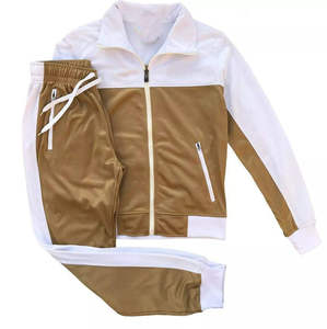 Custom Men Sports Tracksuit <b>Set</b> <b>White</b> Breathable Polyester Fitness <b>Gym</b> Training Wear Full Zip Jacket And Jogger Trousers - Product Image 4