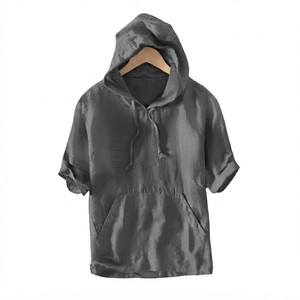 Lightweight Hoodie Men's Pullover <b>Sweatshirt</b> Loose Fit <b>Short</b> <b>Sleeve</b> Hooded T-Shirt Custom Print Cotton Spring Wear - Product Image 3